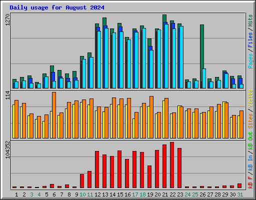 Daily usage for August 2024